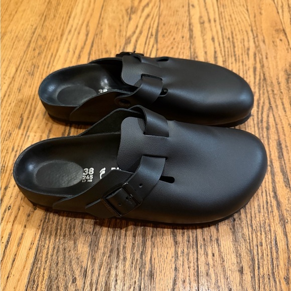 Birkenstock Exquisite Boston Clog Black Leather Sz L7 M5 - Picture 2 of 16